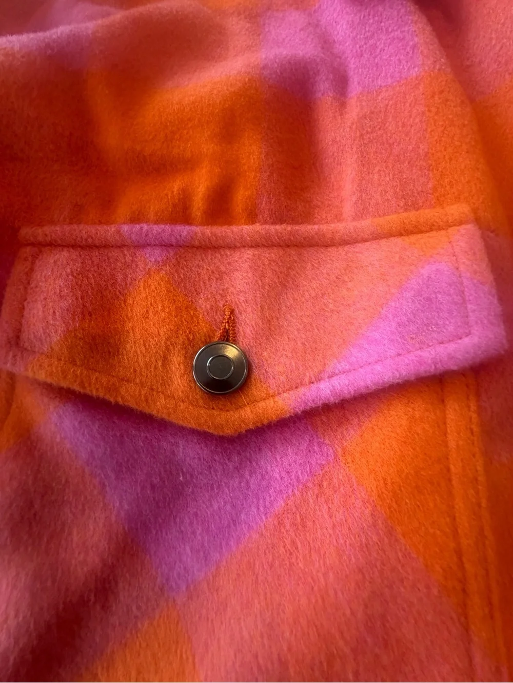 Women's velvet heart Pink & Orange Plaid Shacket Jacket! M